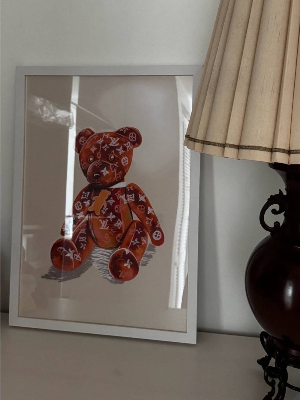 Luxury-Inspired YSL Brown Teddy Bear Art Print by Kateryna Brovkova Artist